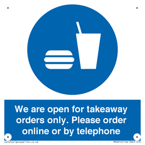 We are open for takeaway orders only. Please order online or by telephone